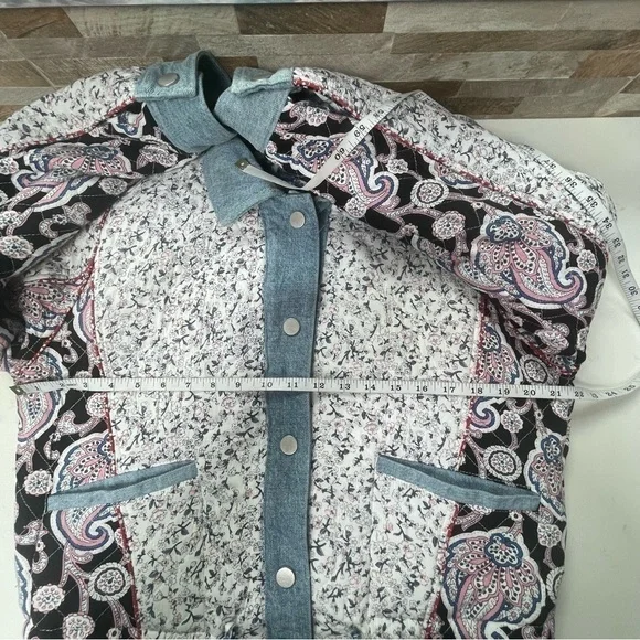 BLANK NYC Anthropologie Reversible Patchwork Denim cotton Jean Jacket XS fits M - Picture 16 of 16